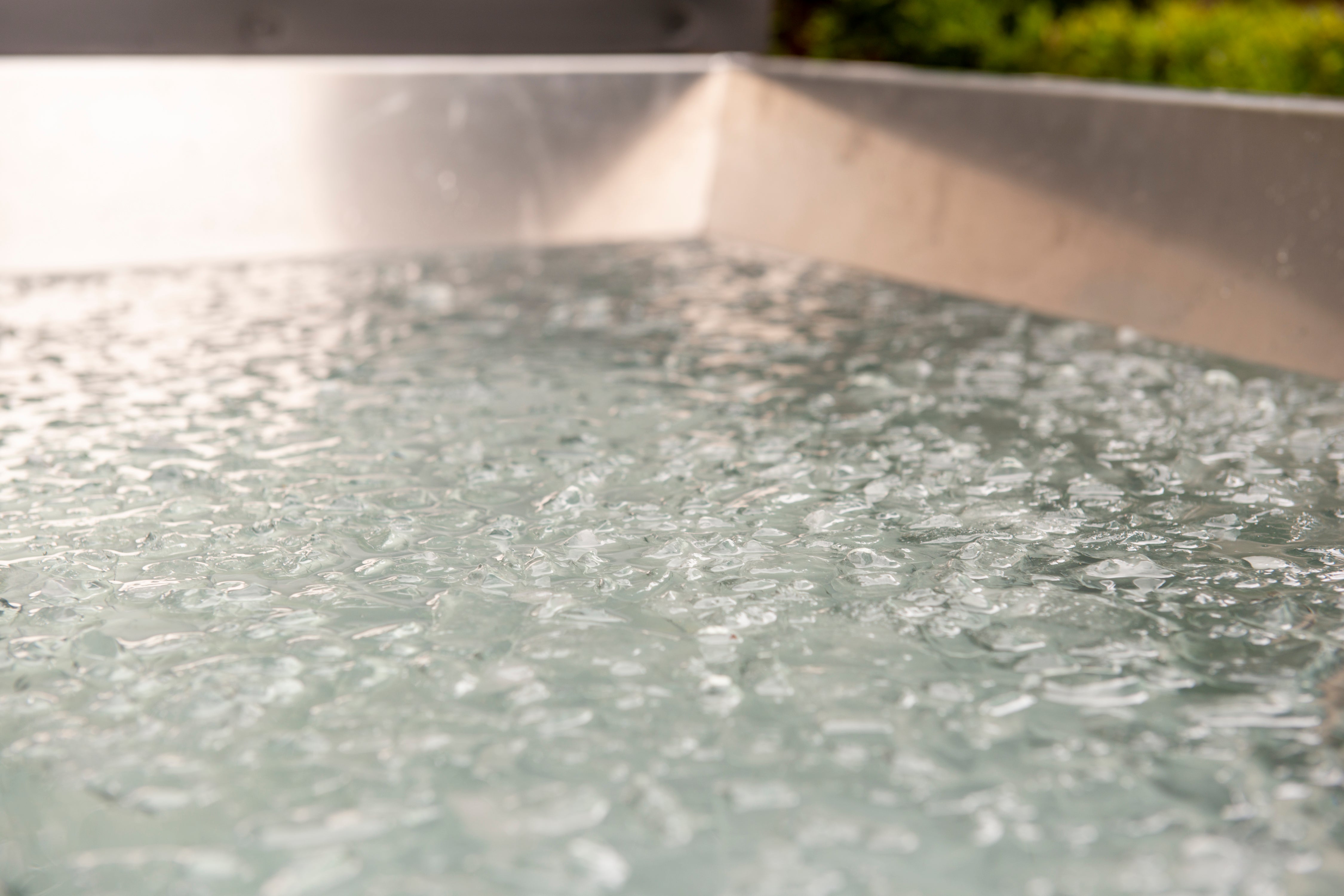Polar cold plunge tub, interior view showing stainless steel finish
