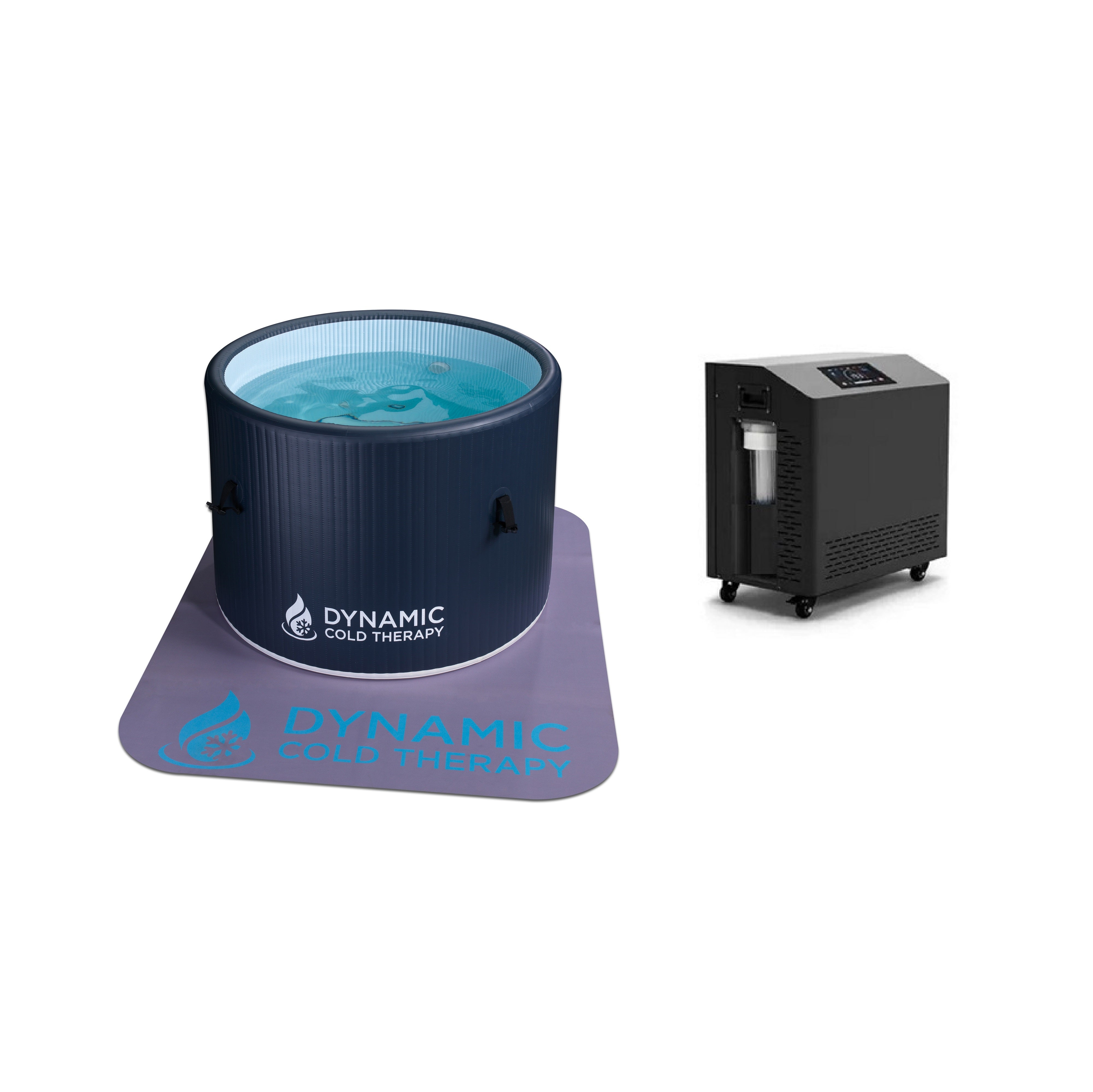 Dynamic Cold Therapy Portable Round cold plunge connected to chiller unit