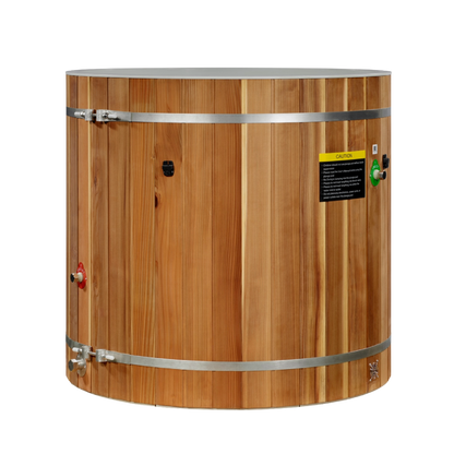 Dynamic Cold Therapy Cedar Barrel cold plunge tub, grey cedar exterior